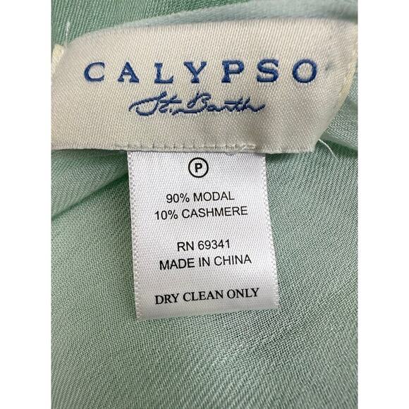 Calypso St Barth Cashmere Modal Green Ombre Wrap Scarf Coastal Boho NWOT - Picture 3 of 3